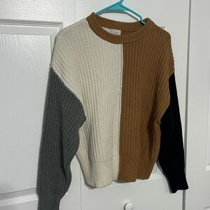 a new day Multicolor Knit Sweater - Cream, Brown, Gray, Black